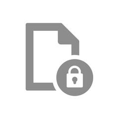 Locked document vector icon. Private data, document with padlock symbol.