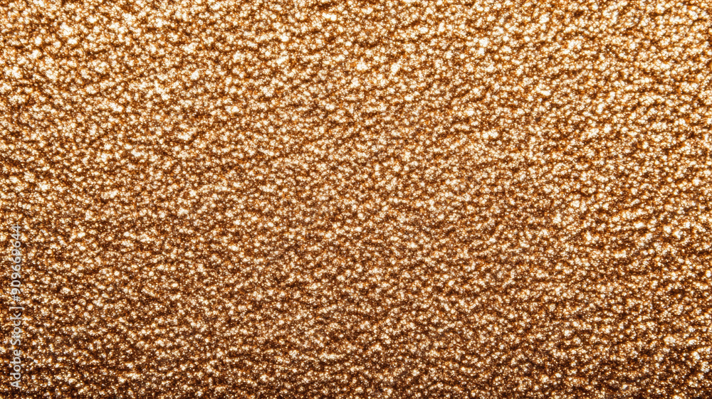 Poster closeup of an eyeshadow texture background with shimmering particles in a metallic gold shade, displ