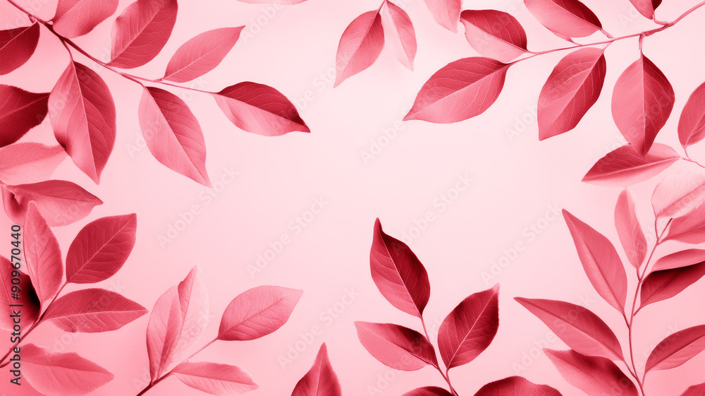 Poster overhead view of a pink to white gradient background with delicate floral and ribbon patterns, evoki