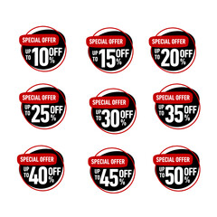 set of labels for special offer discount 