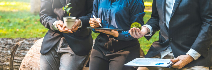 Business partner  Consultation and deals on environmental business  ESG icon for Environment Social and Governance, World Sustainable Environment technology concept.