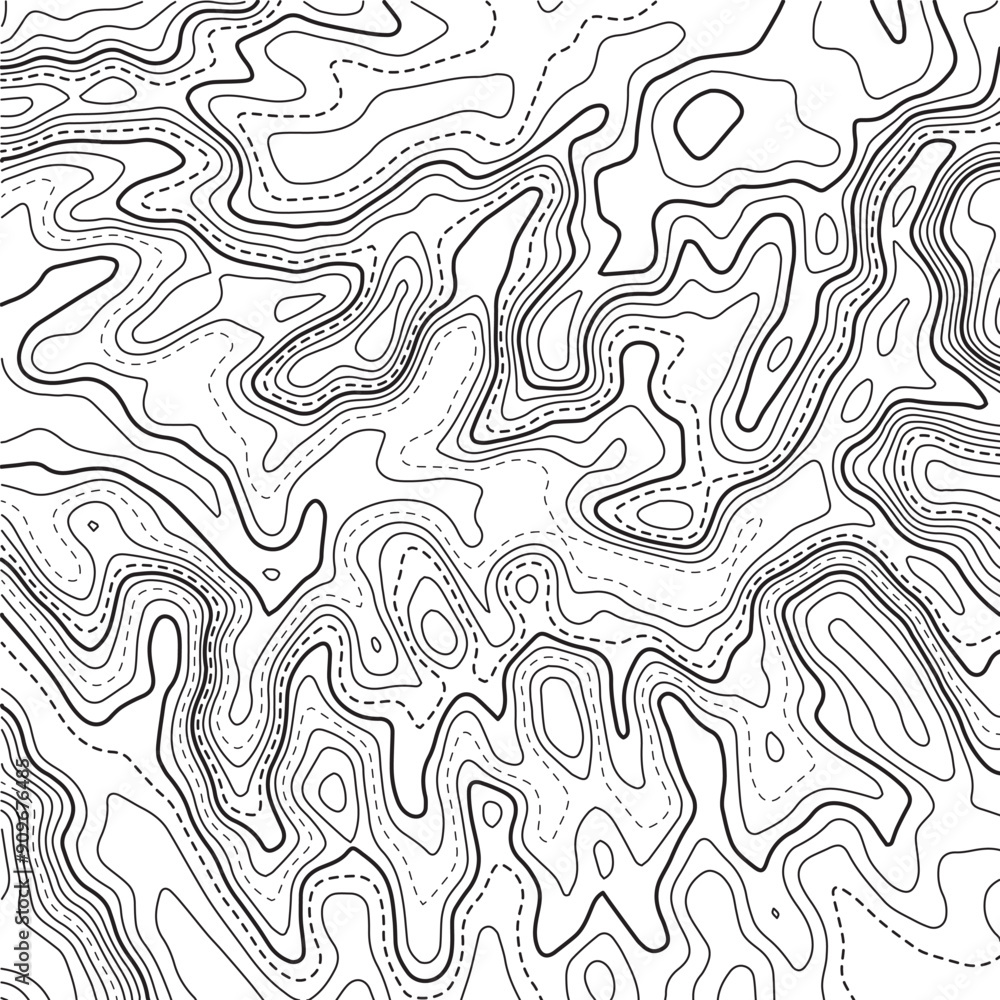 Poster stylized topographic map outline height in lines and contours. the concept of a conditional geograph