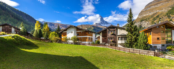 Matterhorn and Zermatt village, Switzerland, banner