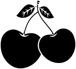 fruit illustration cherry silhouette nature logo papover icon tree outline food berry leaf red garden branch ripe summer juicy shape plant leaves agriculture for vector graphic background
