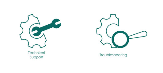 Technical Support and Troubleshooting Vector Illustration Icons for IT Solutions