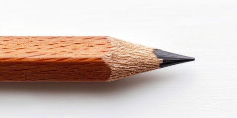 Fototapeta premium Wooden brown pencil on white background. AI generator