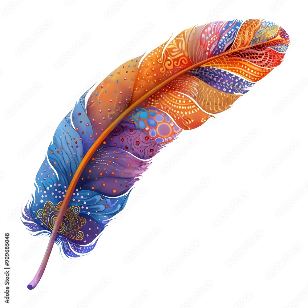 Aufkleber captivating colorful feather with intricate patterns isolated on a white background showcasing the b