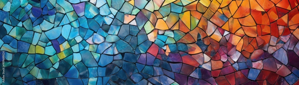 Poster 3d abstract mosaic with tessellated patterns, colorful and intricate