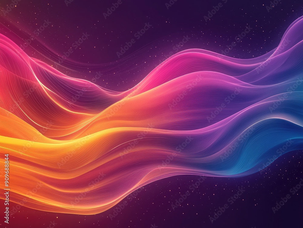 Poster radiant abstract gradient waves, smooth and colorful design