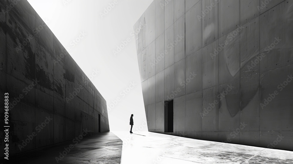 Poster minimalist lines carve pathways through negative space, inviting contemplation and introspection.