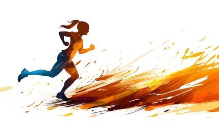 Naklejka premium Running Silhouette with Abstract Background.