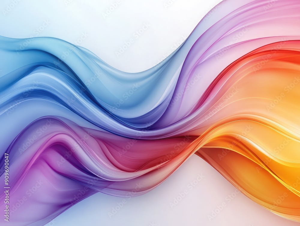 Poster multicolored abstract waves with smooth curves, flowing design