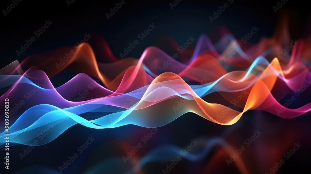 Poster 3d abstract sound waves with pulsing effect