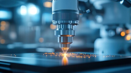 Scientist aligning powerful laser beam through lenses and mirrors.