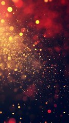 Dazzling Abstract Bokeh and Glitter Explosion in Rich Red and Gold Tones