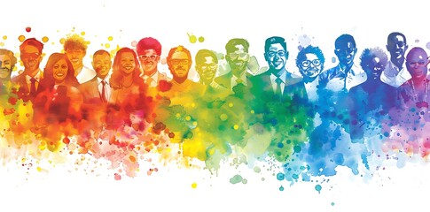 A vibrant, colorful illustration showcasing a diverse group of professionals, celebrating collaboration and inclusivity.