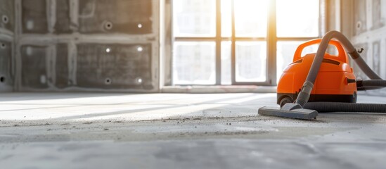 Orange Vacuum Cleaner in Empty Room