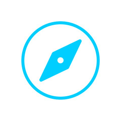 Blue compass icon with simple and modern design for web