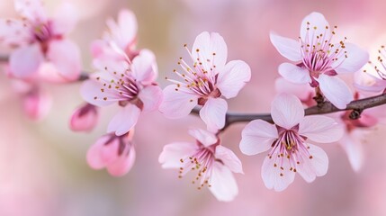 Obraz premium Delicate Pink Blossoms on a Branch