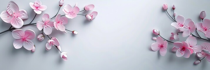 Fototapeta premium background with flowers, in a minimalist style, on a gray background,