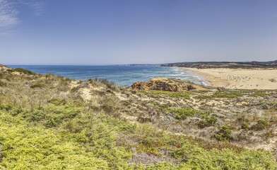 Scenic view of Bordeiras beach, Portugal