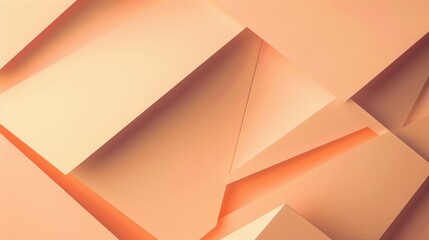 Obraz premium Flat paper cut overlapping angular geometric shapes with soft shadows in soft shades of light orange.