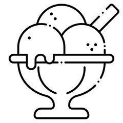 Ice Cream Cup Icon in Line Style Suitable for Web, Apps, Presentation, or Printable Meanings