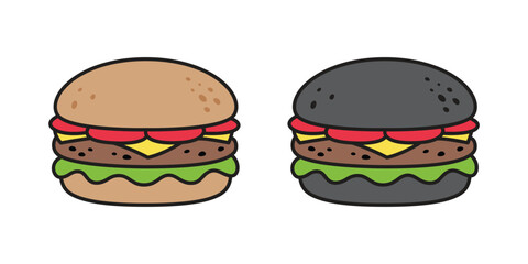 hamburger vector fast food icon charcoal logo cartoon character illustration symbol clip art isolated