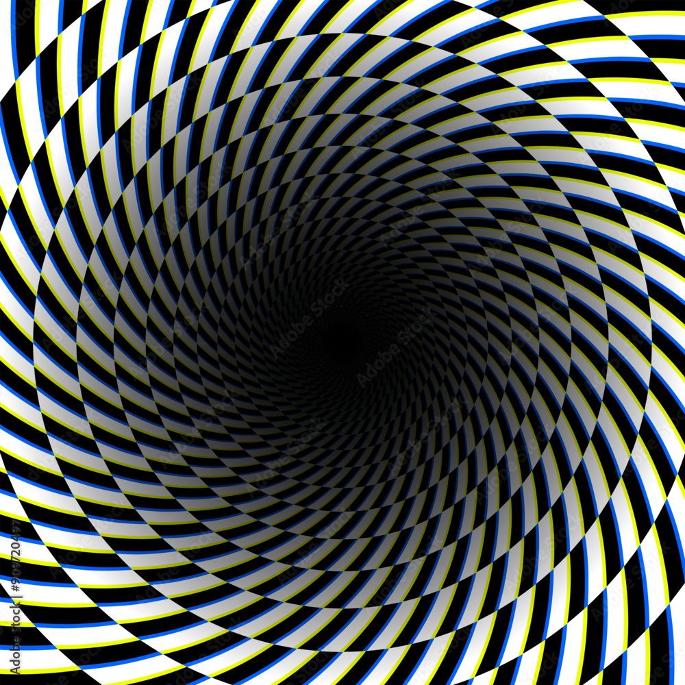 Poster eye-catching round patterned frame in hole form. psychedelic background design.