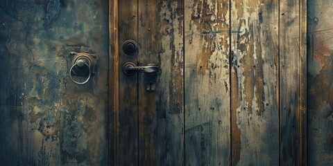 Rustic Green Door with Weathered Handle