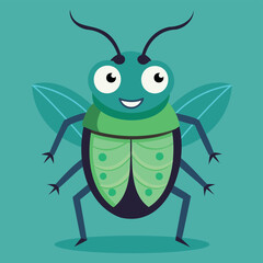 Cartoon insect, Happy bug, cute little beetle. Wildlife insect vector Illustration bug character. Bug insect of character wildlife. Colorful bug isolated.