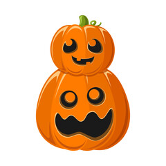 Stack of Jack O Lanterns, Cute Funny Halloween Pumpkins, Creepy Spooky Scary Decorations
