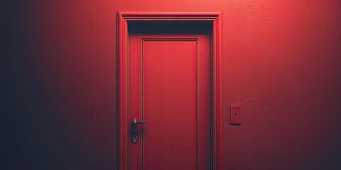Dramatic Door with Dark Wall Background