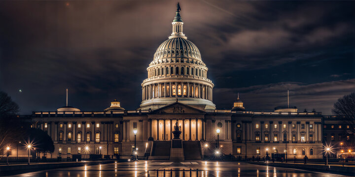 Fototapeta Capitol building illuminated at night