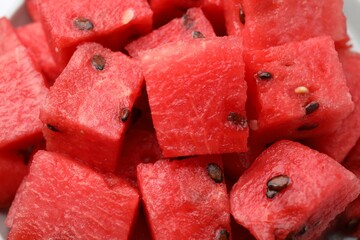 Pieces of tasty watermelon as background, closeup