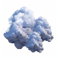 Fototapeta premium 3D Render, Low Poly style of fluffy cumulus clouds, on isolated white background, Generative AI