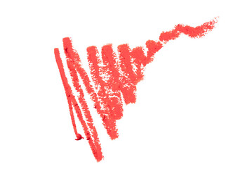 Red lip liner stroke isolated on white background