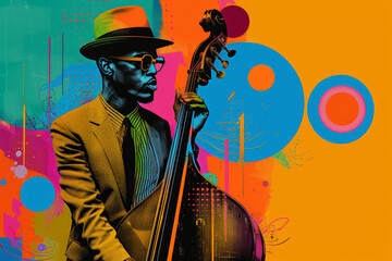 Bassist in Jazz with Artistic Overlays