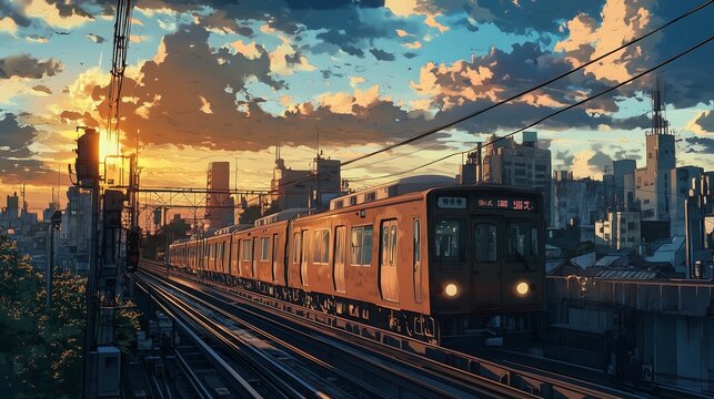 train in anime world