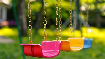 Colorful plastic swing in the park