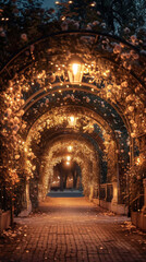 Fototapeta premium Dark Night Rose Vine Tunnel