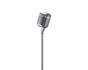 3d Render Retro Microphone on transparent alpha channel background.