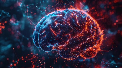 Visualization of a human brain with interconnected neural networks