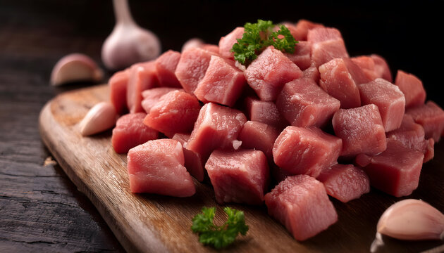 fleisch, roh, essen, close up, neu, h&ouml;lzern, rind, huhn, w&uuml;rfel, zutat, photo, makro, holz, holzbrett, frisch, scheibe, supermakt, metzger, metzgerei, sch&ouml;n, h&uuml;bsch, gulasch, gew&uuml;rfelt, gew&uuml;rfeltes, 1