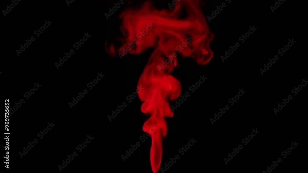 Poster an abstract portrayal of swirling red smoke on a black background, creating a dynamic and captivatin