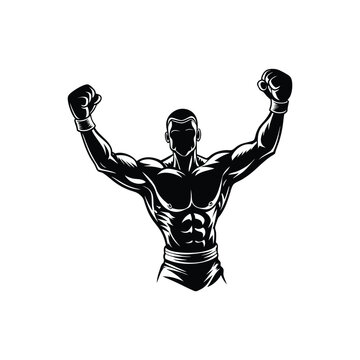 black boxer celebrating victory clip art preview