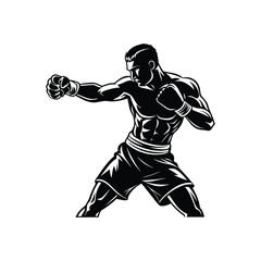 Fototapeta premium boxing man pose silhouette 
