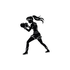 girl boxing silhouette
