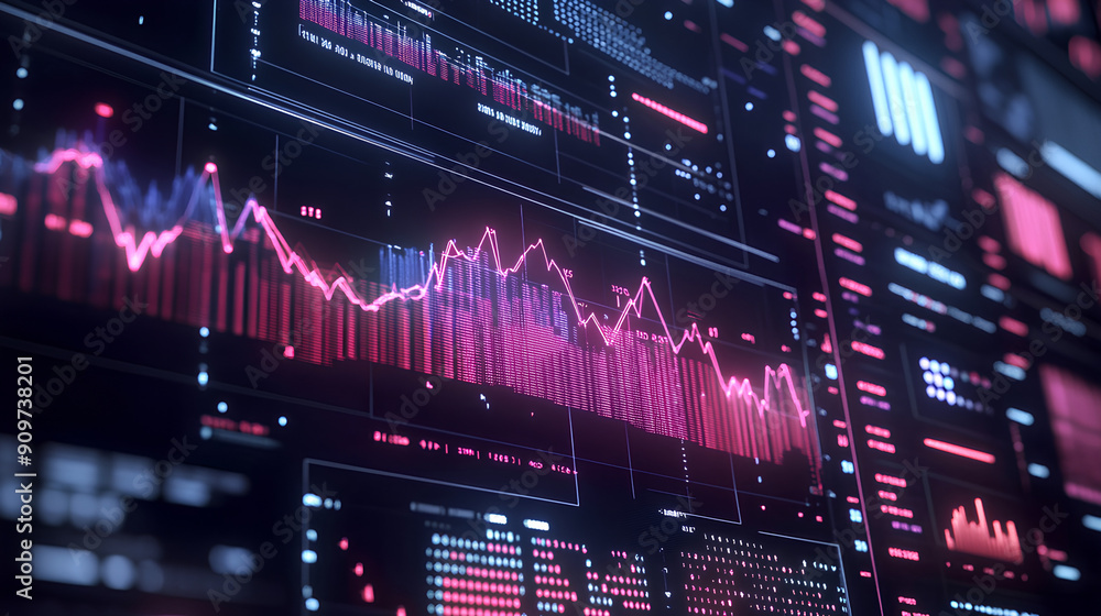 Poster e-commerce metrics futuristic background for online retail analytics. dynamic data visualization, ch