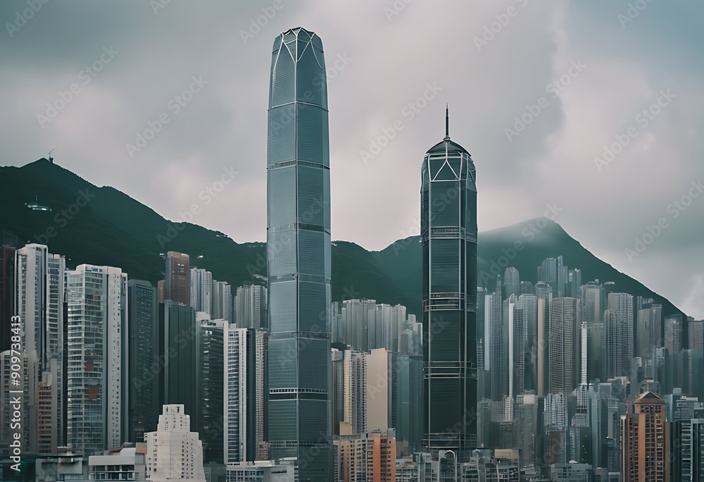 Poster kong hong january modern island architecture skyline background pattern abstract business texture de